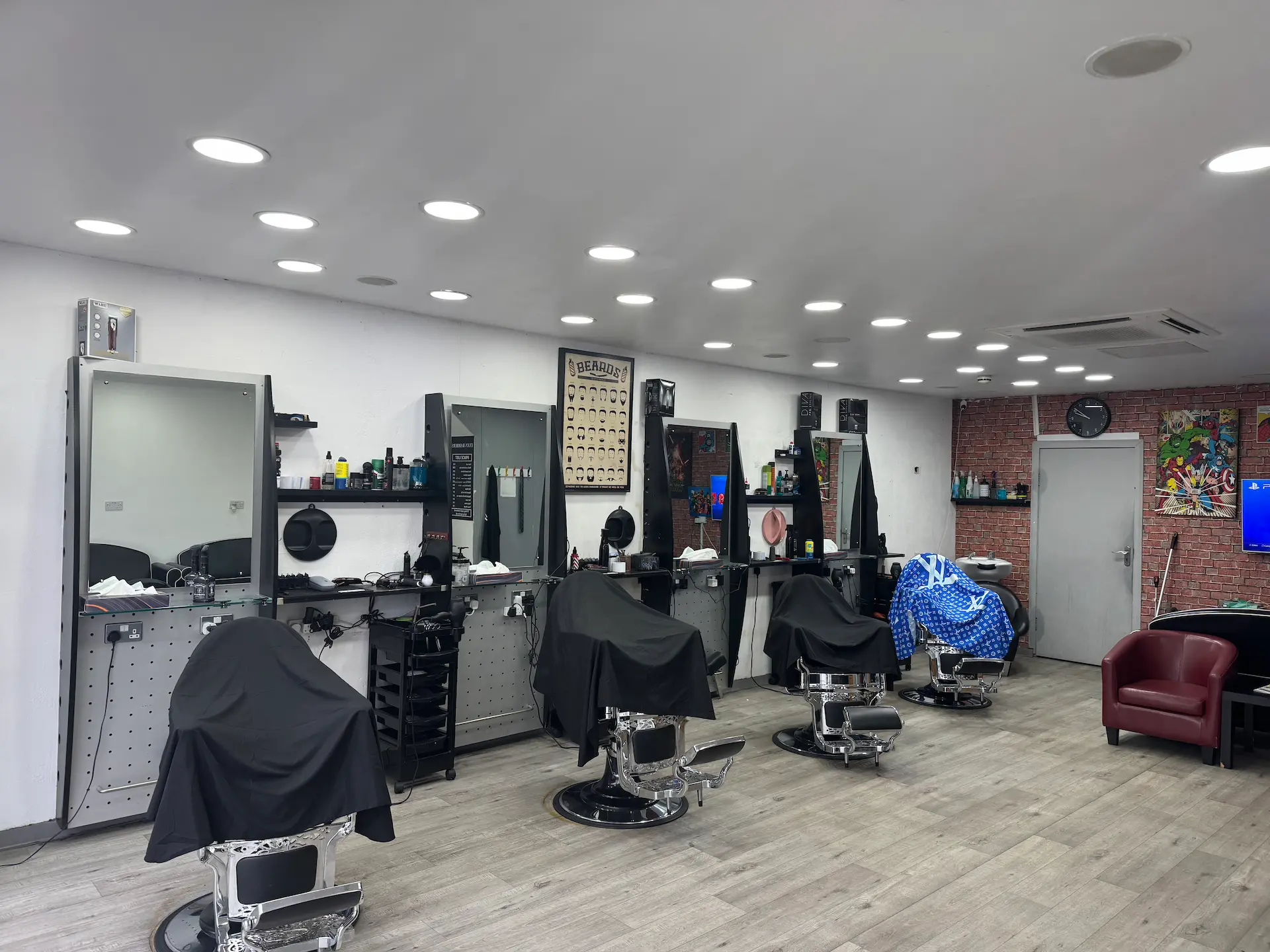 The interior of Evan Barbers